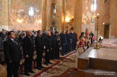 Current and former presidents of Artsakh attend Easter