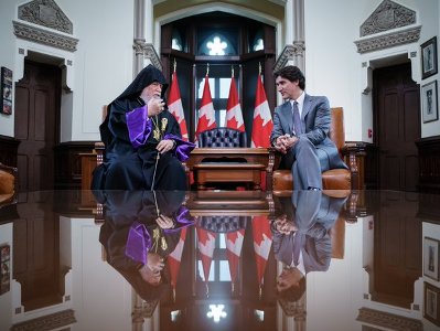 Canada PM: Catholicos Aram I and I spoke about our support for enduring peace in Nagorno-Karabakh
