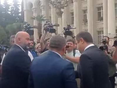 MP Ramin Mammadov from Azerbaijan side conducting talks with Karabakh delegation in Yevlakh city