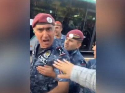 Искаженное от ярости лицо: В Ереване полицейский ударил девушку-демонстранта