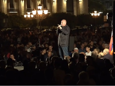 Protesters march in central Yerevan