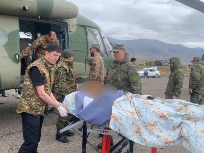 Armenia health ministry posts photos of first helicopter transporting those injured in Karabakh explosion (PHOTOS)