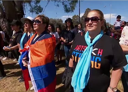 Australia Armenians protesting against Azerbaijan military aggression against Karabakh