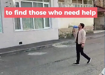 Red Cross teams are in Karabakh capital Stepanakert streets, with loudspeakers (VIDEO)