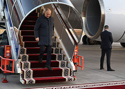 Russia's Putin arrives in Kyrgyzstan, scheduled to meet with Azerbaijan's Aliyev