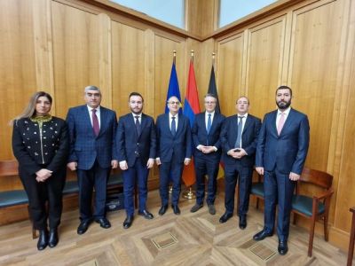 Visiting Armenia parliament delegation meets with Germany Federal Foreign Office minister of state Tobias Lindner
