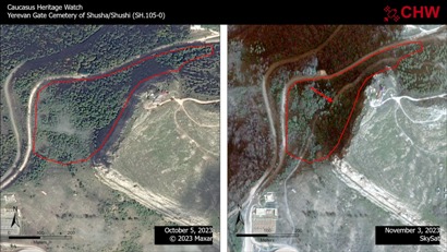 Caucasus Heritage Watch: Azerbaijan building road through historical burial ground in Karabakh’s Shushi (PHOTOS)
