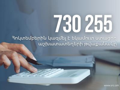 2023-ի հոկտեմբերին եկամուտ ստացող աշխատատեղերի թվաքանակը կազմել է 730 255. ՊԵԿ