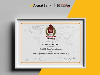 AraratBank named the Best CSR Bank in Armenia 2023