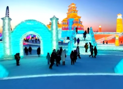 China recreational area breaks world record as largest temporary ice, snow theme park