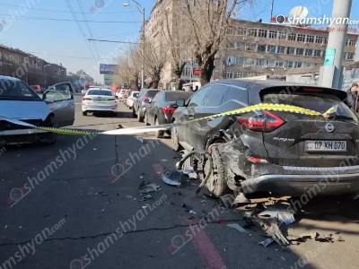 Շղթայական վթար՝ Կոմիտասի պողոտայում. Բախվել են Mercedes-ը, Nissan Murano-ն, Toyota-ն և Nissan-ը. կա վիրավոր