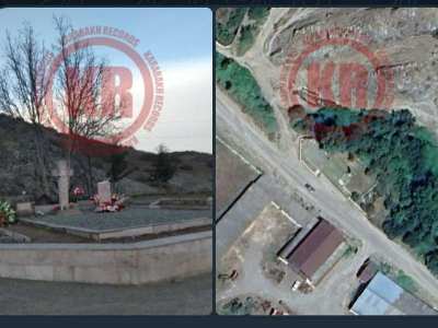Azerbaijanis destroy Askeran region memorial to Armenian victims of Great Patriotic, Karabakh Wars (PHOTOS)