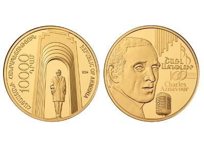 Armenia commemorative coin dedicated to Charles Aznavour's 100th birth anniversary is put into circulation