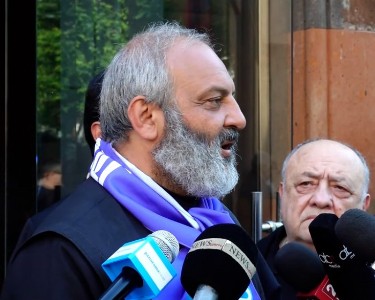 Archbishop Bagrat Galstanyan, supporters carrying out protest action at Yerevan Republic Square