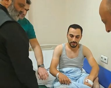 Archbishop Galstanyan at night visits those injured in clash near Armenia parliament