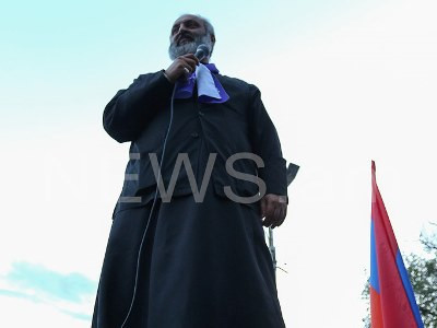 Opposition movement leader Archbishop Bagrat Galstanyan is nearby Armenia parliament