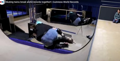 Twin sisters, 14, break two world records for synchronized inline skating