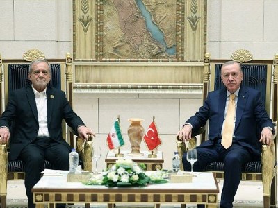 Iranian and Turkish presidents meet on the margins of the D-8 summit in Cairo