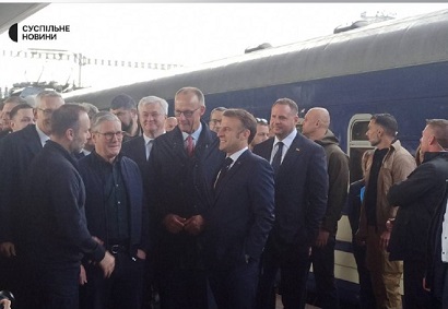 Macron, Merz, Starmer and Tusk pay visit to Kyiv