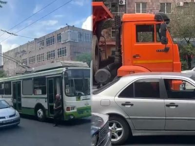 Վթար՝ Արշակունյաց պողոտայում. տրոլեյբուսները չեն կարողանում անցնել