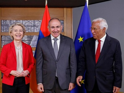 Meeting between Nikol Pashinyan, Antonio Costa, and Ursula von der Leyen begins in Brussels