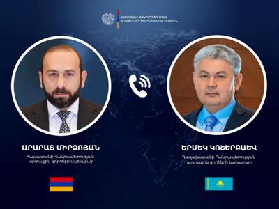 Միրզոյանն ու Ղազախստանի ԱԳ նախարարը մտքեր են փոխանակել երկու երկրների միջև գործընկերության օրակարգային հարցերի շուրջ