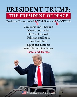 Trump posts US State Department poster saying he stopped 8 wars in 8 months, including between Armenia, Azerbaijan
