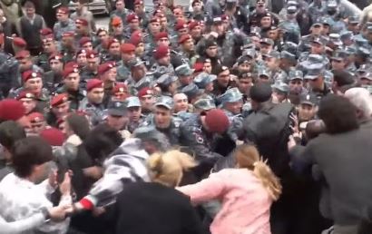 Police Use Force to Detain Citizens Gathered Near Gyumri City Hall