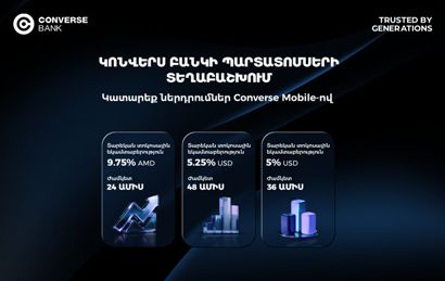 Կոնվերս Բանկը տեղաբաշխում է դրամային և դոլարային պարտատոմսեր