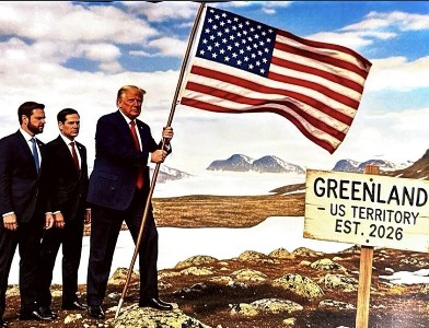  Trump posts photo of US flag flying over Greenland