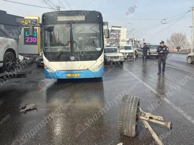 Цепное ДТП с участием автобуса в Ереване: есть пострадавший