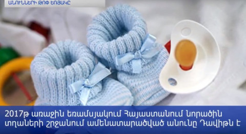 2017թ․առաջին կիսամյակի ամենատարածված անունները Հայաստանում