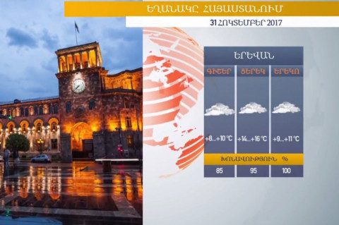 Եղանակը Հայաստանում 31.10.2017. սպասվում է անձրեւ եւ ամպրոպ
