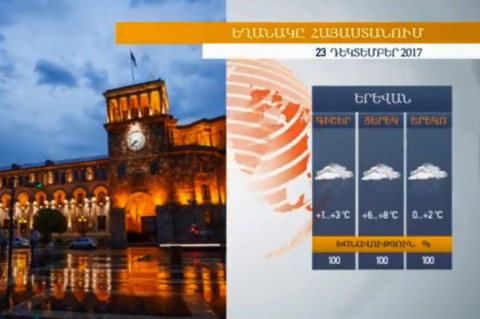 Եղանակը Հայաստանում 23.12.2017. սպասվում են տեղումներ