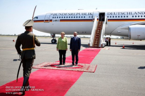 Angela Merkel arrives in Armenia