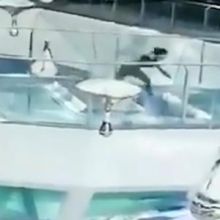 Woman falls into shark tank in China