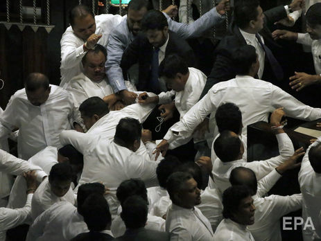 Chaos in Sri Lanka Parliament