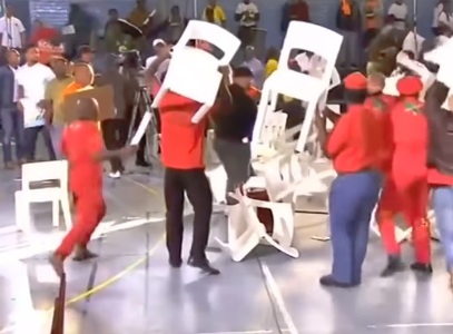 Fight broke between supporters of South Africa's parties in an election debate