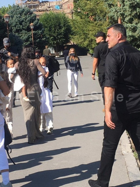 Kim Kardashian is taking photos with her fans in Etchmiadzin after baptizing children