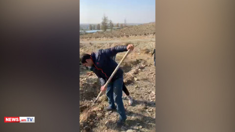 Առանց ջրել ըսենց չի լինի. Սուրեն Պապիկյանը ծառ է տնկում Փարաքարում
