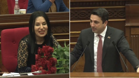 Ալեն Սիմոնյանը կարմիր վարդեր նվիրեց Նաիրա Զոհրաբյանին