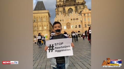 Stop Azerbaijani aggression. հայերի ֆլեշմոբը Չեխիայում