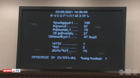 Նիկոլ Փաշինյանը չընտրվեց վարչապետի պաշտոնում. «Իմ քայլը» ձեռնպահ քվեարկեց