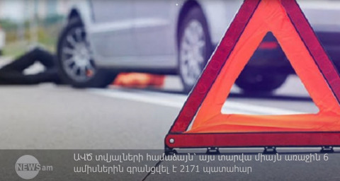 Հայաստանում առաջին 6 ամիսներին գրանցվել է 2171 ՃՏՊ, մահացել է 168 անձ, վիրավորվել՝ 3191–ը
