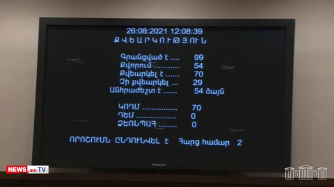 Կառավարության ծրագիրն ընդունվեց. ընդդիմությունը քվեարկությանը չմասնակցեց