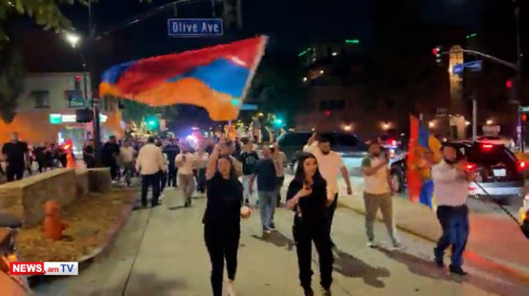 Los Angeles Armenians block street, march to Congressman Adam Schiff residence