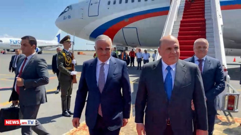 Russia PM Mishustin arrives in Armenia