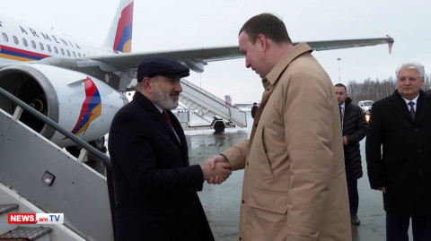 Armenia premier arrives in Russia's Saint Petersburg
