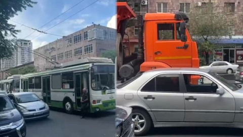 Վթար՝ Արշակունյաց պողոտայում. տրոլեյբուսները չեն կարողանում անցնել