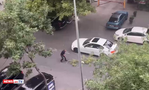 Երևանում ուժգին քամին ծառի ճյուղը կոտրել և գցել է ճանապարհի երթևեկելի գոտում